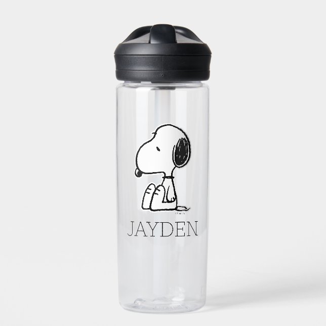 Bouteille D'eau cacahuètes | Snoopy En Bas | Ajouter Votre Nom (Extérieur)