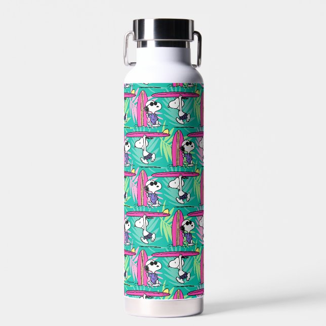 Bouteille D'eau cacahuètes | Snoopy Turquoise Surf Motif (Avant)