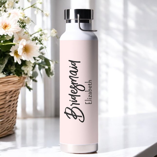 Bouteille D'eau Cadeau de Fête de Mariage Rose Pâle Demoiselle d'H (Créateur téléchargé)