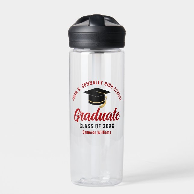Bouteille D'eau Cadeau de graduation personnalisée Red Graduate (Extérieur)