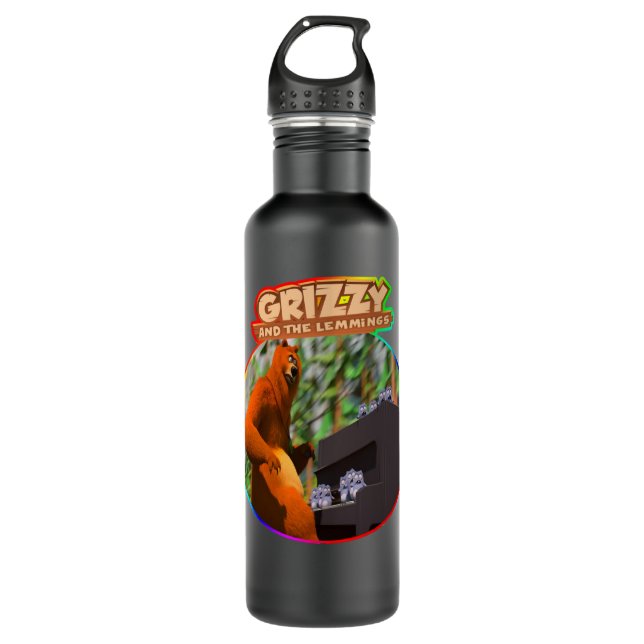 Bouteille D'eau Cadeau De Jour Pour Grizzy Et Lemmings Drôle Cadea (Devant)