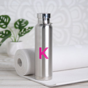 Bouteille D'eau Cadeau de lettre initiale monogramme rose chaud po