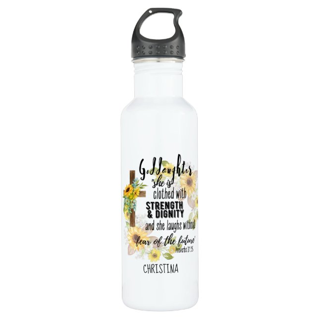 Bouteille D'eau Cadeau Godgirl Ado - Citation Proverbe personnalis (Devant)
