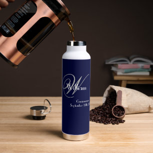 Bouteille D'eau Cadeau pour garçon d'honneur Élégant Gris Monogram