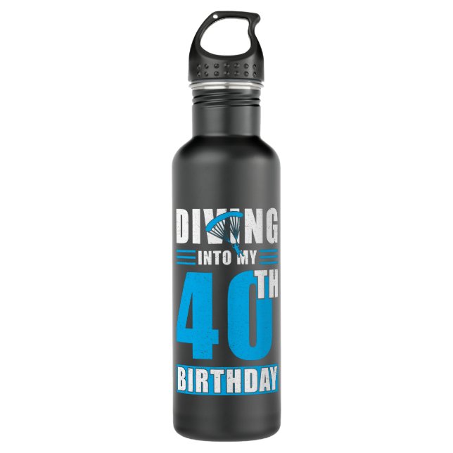 Bouteille D'eau Cadeau Skydiver 40e anniversaire (Devant)