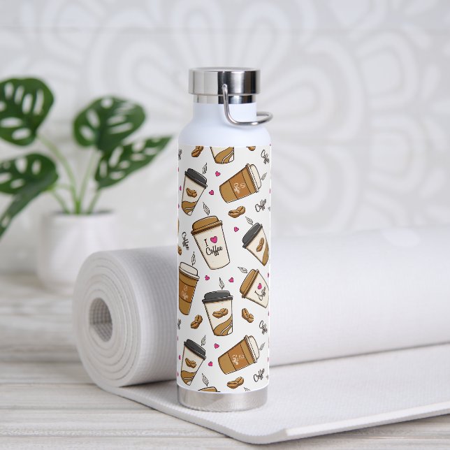 Bouteille D'eau Cafés, Fèves de café, Amateur de café, Coeurs (Yoga)