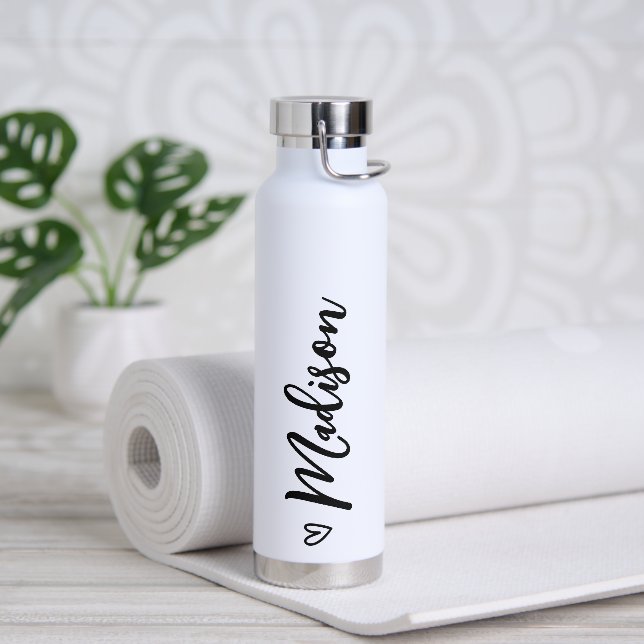 Bouteille D'eau Calligraphie du coeur mignon Personnalisé Noir Bla (Yoga)