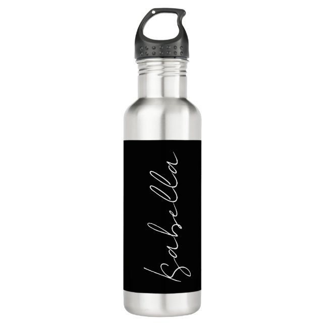 Bouteille D'eau Calligraphie Noir Blanc Plaine Créative Nom modern (Devant)