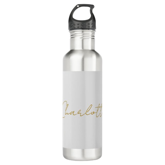 Bouteille D'eau Calligraphie or couleur gris Personnalisé Edition  (Devant)
