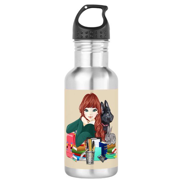 Bouteille D'eau Camarades d'études scolaires Furry Friends Girl Do (Devant)