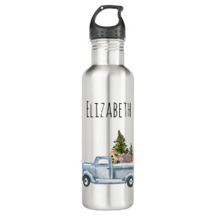 Bouteille D'eau Camion de Noël avec pins et animaux de forêt