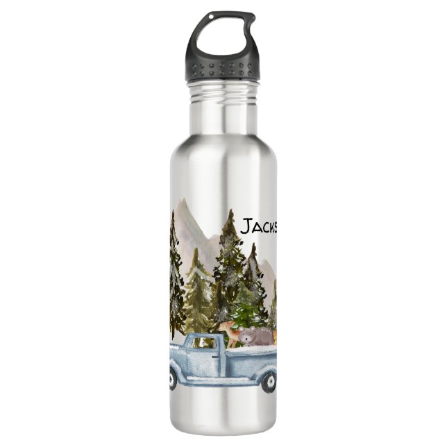 Bouteille D'eau Camion transportant des arbres et des animaux et d (Devant)