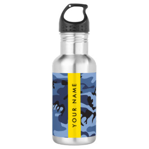 Bouteille D'eau Camouflage bleu marine Personnalisez votre nom