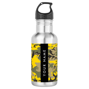 Bouteille D'eau Camouflage jaune et vert Personnalisez votre nom