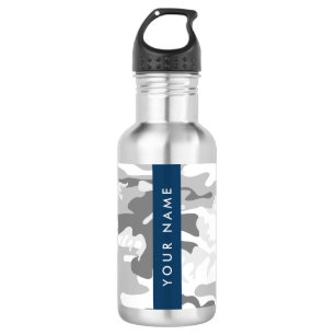 Bouteille D'eau Camouflage neige hivernale grise Personnalisez vot