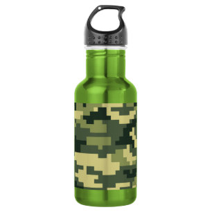 Bouteille D'eau Camouflage numérique en bois à 8 bits / Camo