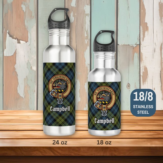 Bouteille D'eau Campbell Crest sur Tartan (Créateur téléchargé)