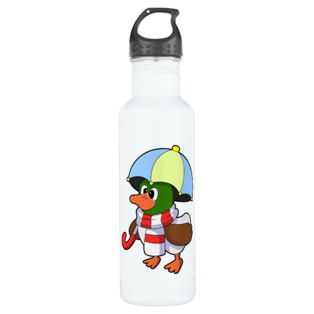 Bouteille D'eau Canard à la pluie avec parapluie (Devant)