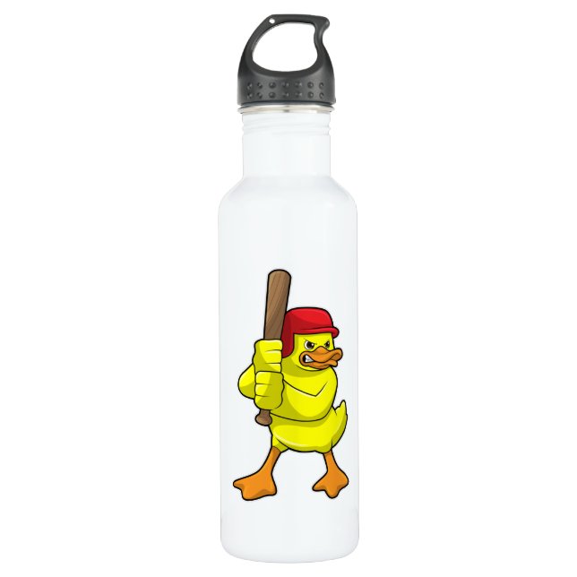 Bouteille D'eau Canard au baseball avec batte de baseball et Casqu (Devant)