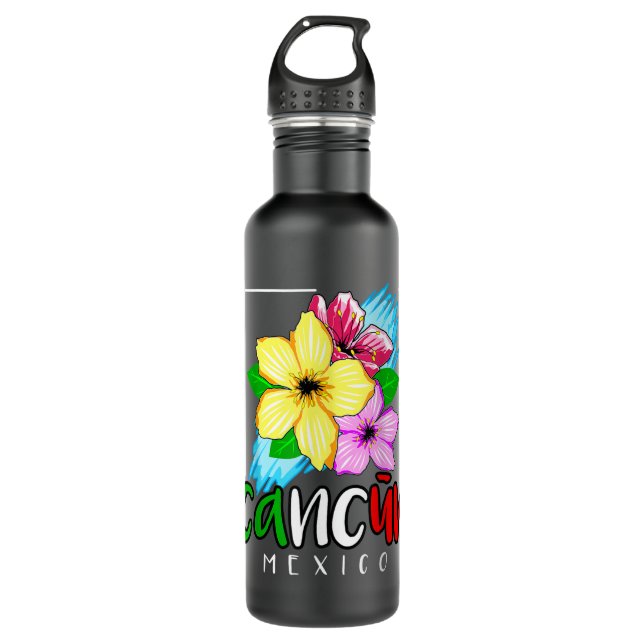Bouteille D'eau Cancun Mexique Souvenir Cadeau Printemps Pause Été (Devant)