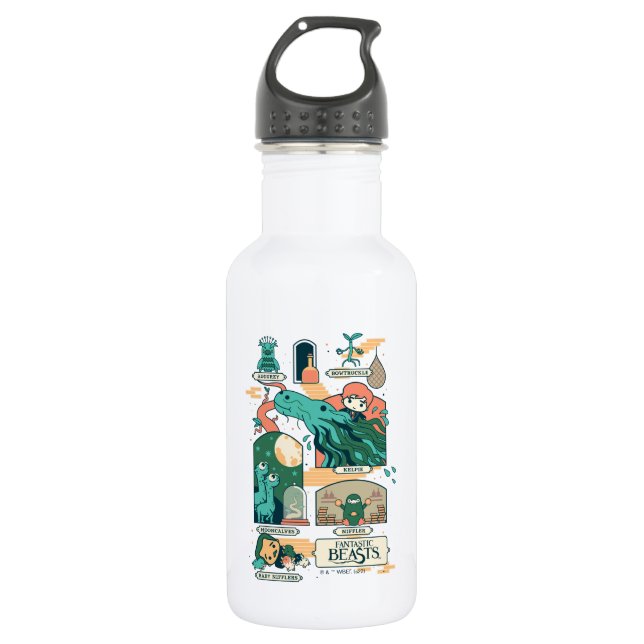 Bouteille D'eau Caricature Bêtes fantastiques Scènes (Devant)