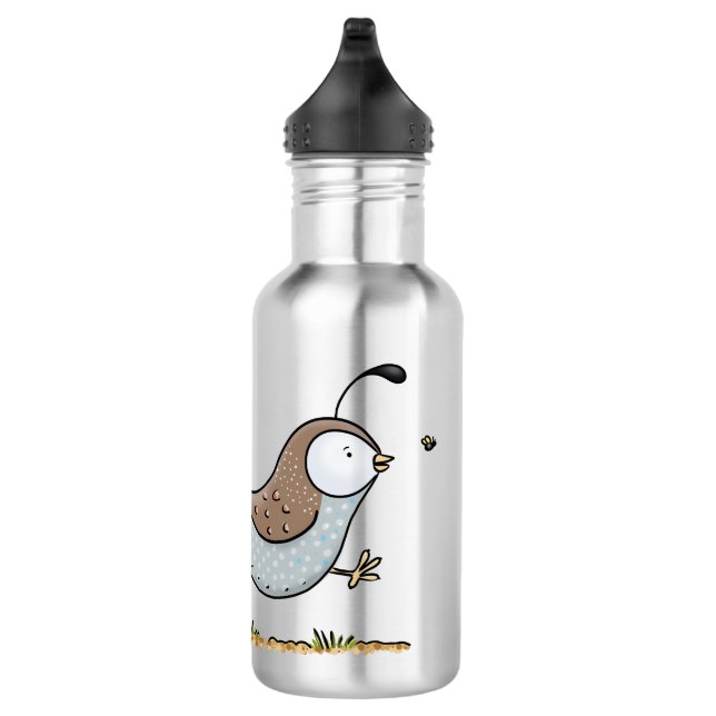 Bouteille D'eau Caricature de caille californienne joli (Droite)