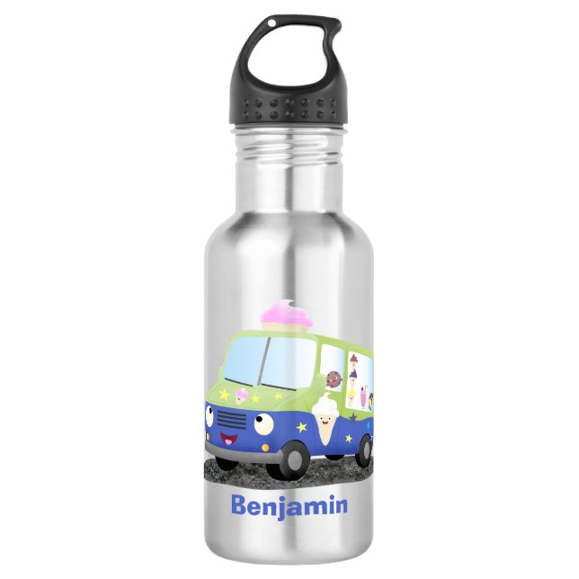 Bouteille D'eau Caricature de camion de glace joli (Devant)