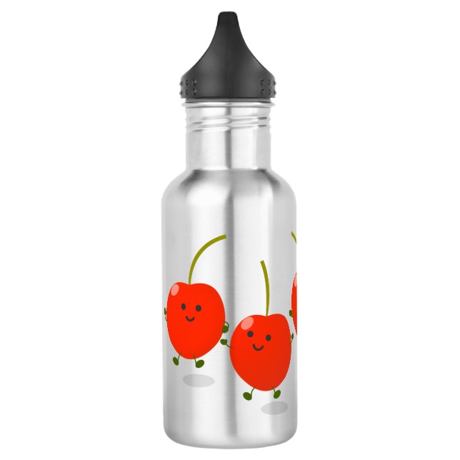 Bouteille D'eau Caricature de cerises rouges à sauter mûr (Gauche)