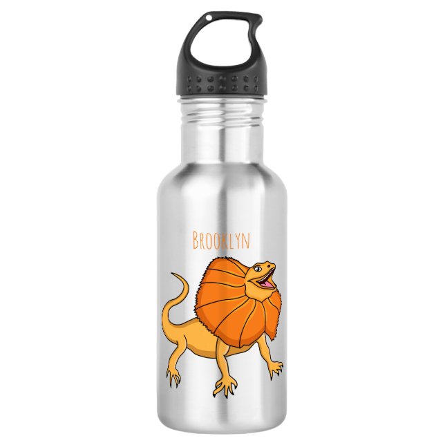 Bouteille D'eau Caricature de lézard à col frisé orange (Devant)