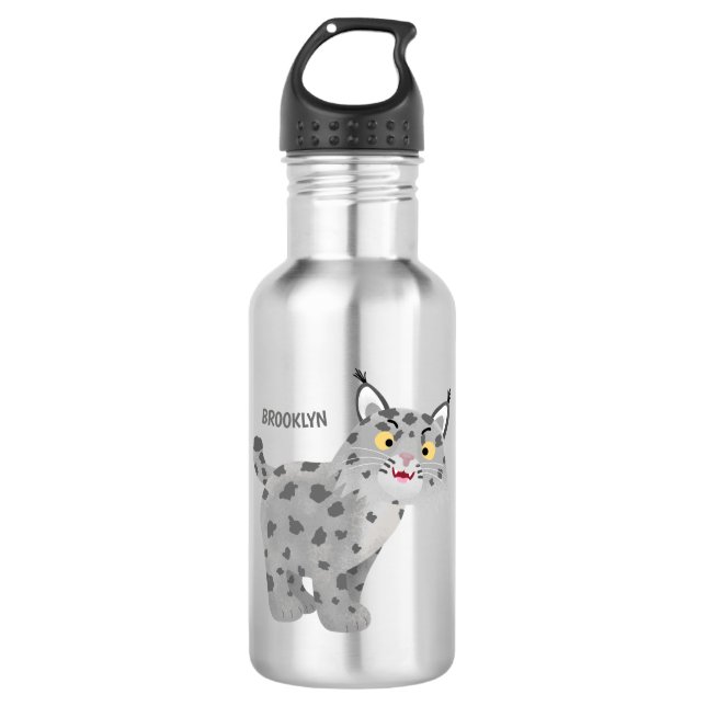 Bouteille D'eau Caricature de lynx de lynx de lynx (Devant)
