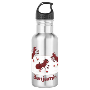 Bouteille D'eau Caricature de patinage sur glace de Happy red four