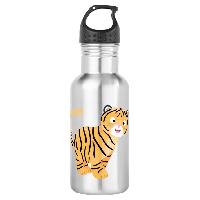 Bouteille D'eau Caricature de petit tigre joyeux (Devant)