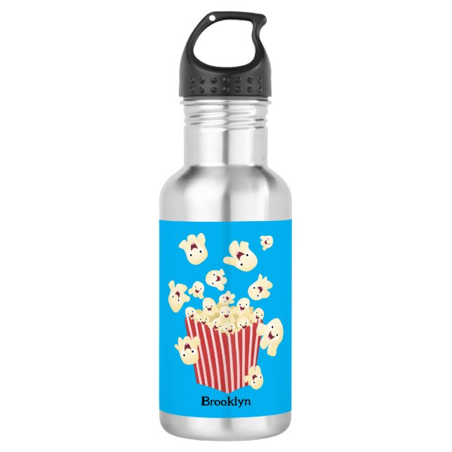 Bouteille D'eau Caricature de pop-corn drôles (Devant)
