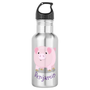 Bouteille D'eau Caricature de porc mignon rose pot vendue