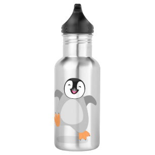 Bouteille D'eau Caricature de poussin de pingouin mignon et joyeus