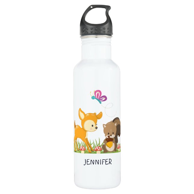 Bouteille D'eau Caricature en bois mignon (Devant)