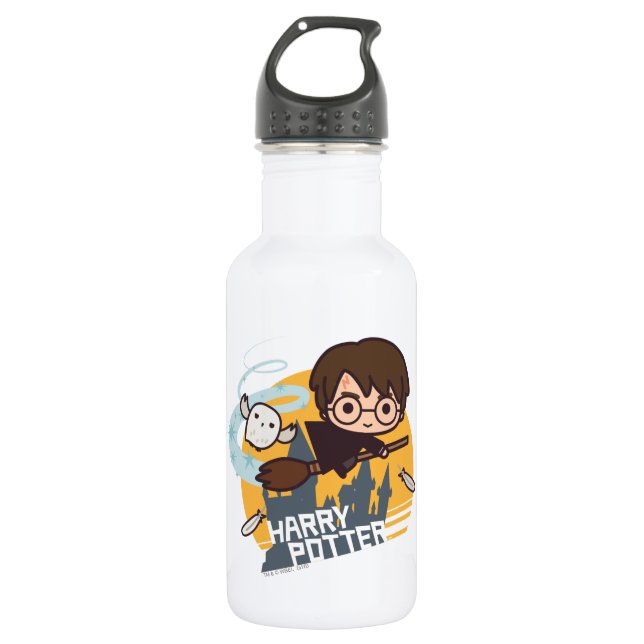 Bouteille D'eau Caricature Harry et Hedwig Flying Passé Hogwares (Devant)