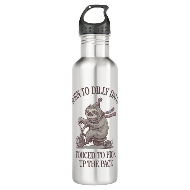 Bouteille D'eau Caricature moto Lazy Sloth Retro (Devant)