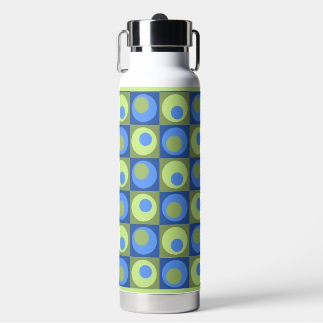Bouteille D'eau Carré bleu vert point Motif géométrique froid chau (Salle de sport)