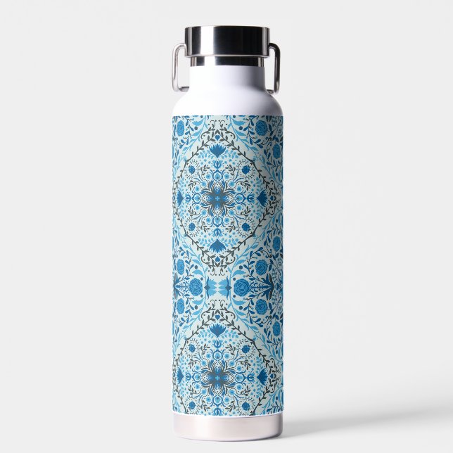 Bouteille D'eau Carreaux à fleurs bleus (Avant)