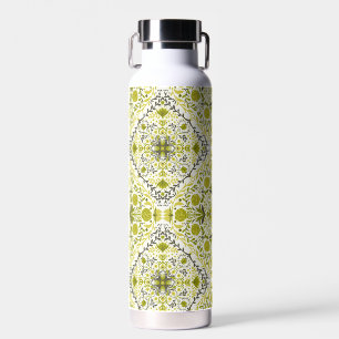 Bouteille D'eau Carreaux de fleurs en vert