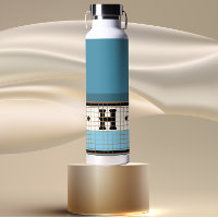 Carrelage Bistro vintage Dusty Bleu et Monogramme