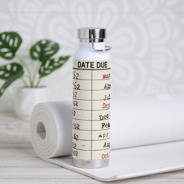 Bouteille D'eau Carte de bibliothèque rétro (Yoga)