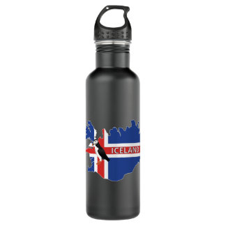 Bouteille D'eau Carte du drapeau islandais de l'Islande Oiseau de 