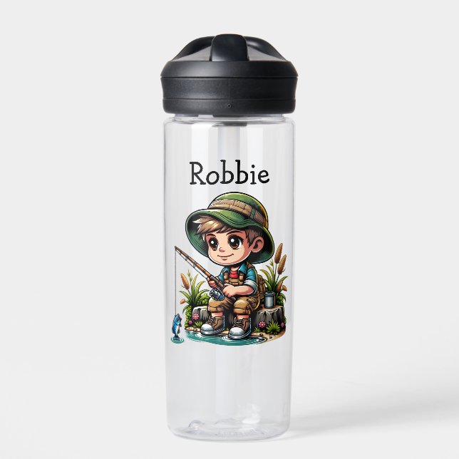 Bouteille D'eau Carton de pêche petit garçon personnalisé (Extérieur)