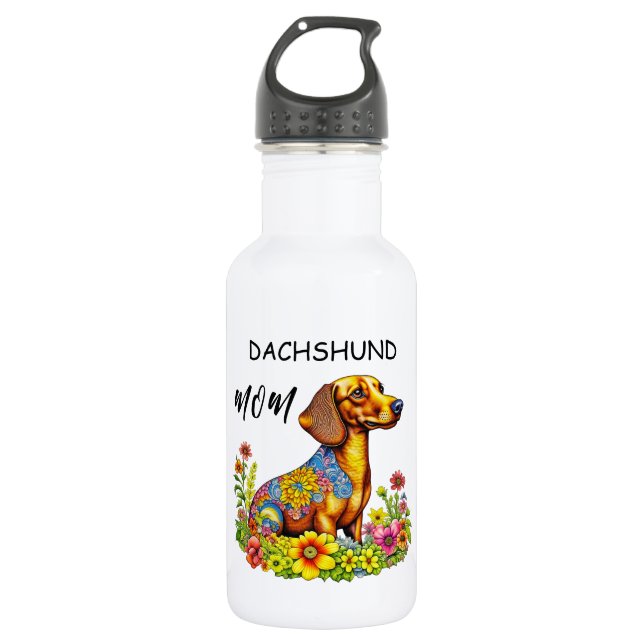 Bouteille D'eau Carton mignon AI Dachshund Maman (Devant)
