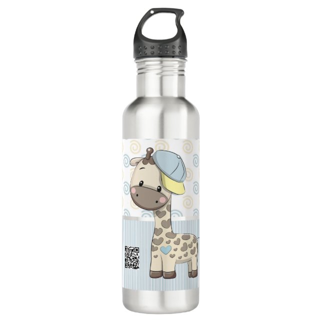 Bouteille D'eau Cartoon personnalisé Baby Boy Giraffe (Devant)