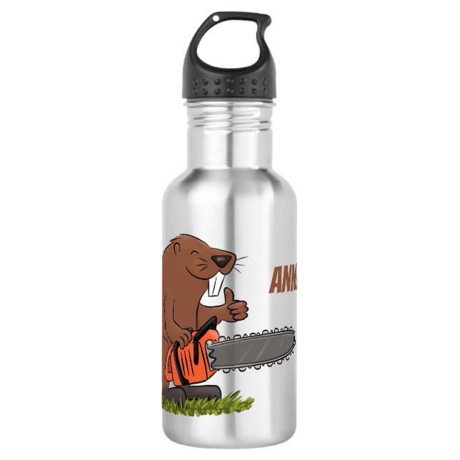Bouteille D'eau Castor drôle avec humour de dessin animé de tronço (Devant)