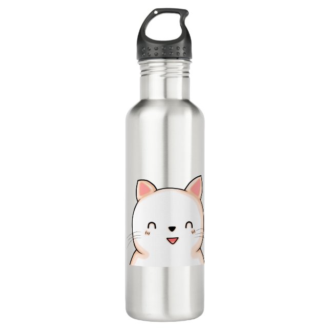 Bouteille D'eau Cat Little Cat Kawaii Fermé Yeux Dessin animal. (Devant)