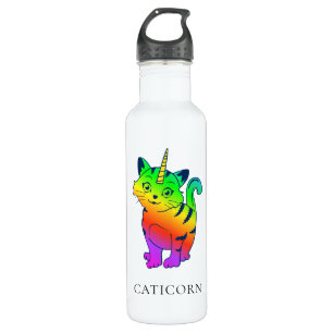Bouteille D'eau Caticorn Rainbow Unicorn Chat Personnalisé